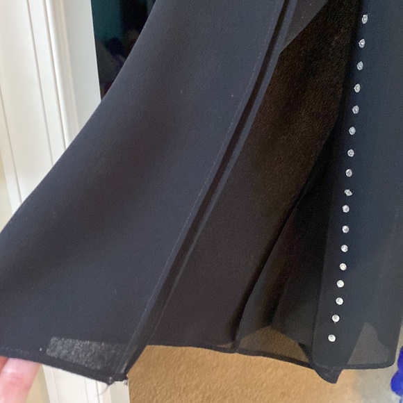 JS Collections EUC Palazzo Flowy Open Side Rhinestone Ladies Black Pants Sz 8 - Picture 9 of 16